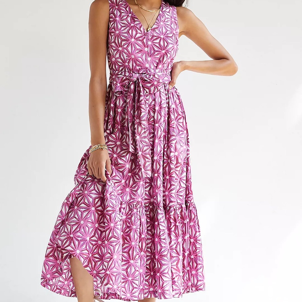 Ro’s Garden Mariana Midi dress.  Purple/pink Sleeveless Dress. Large